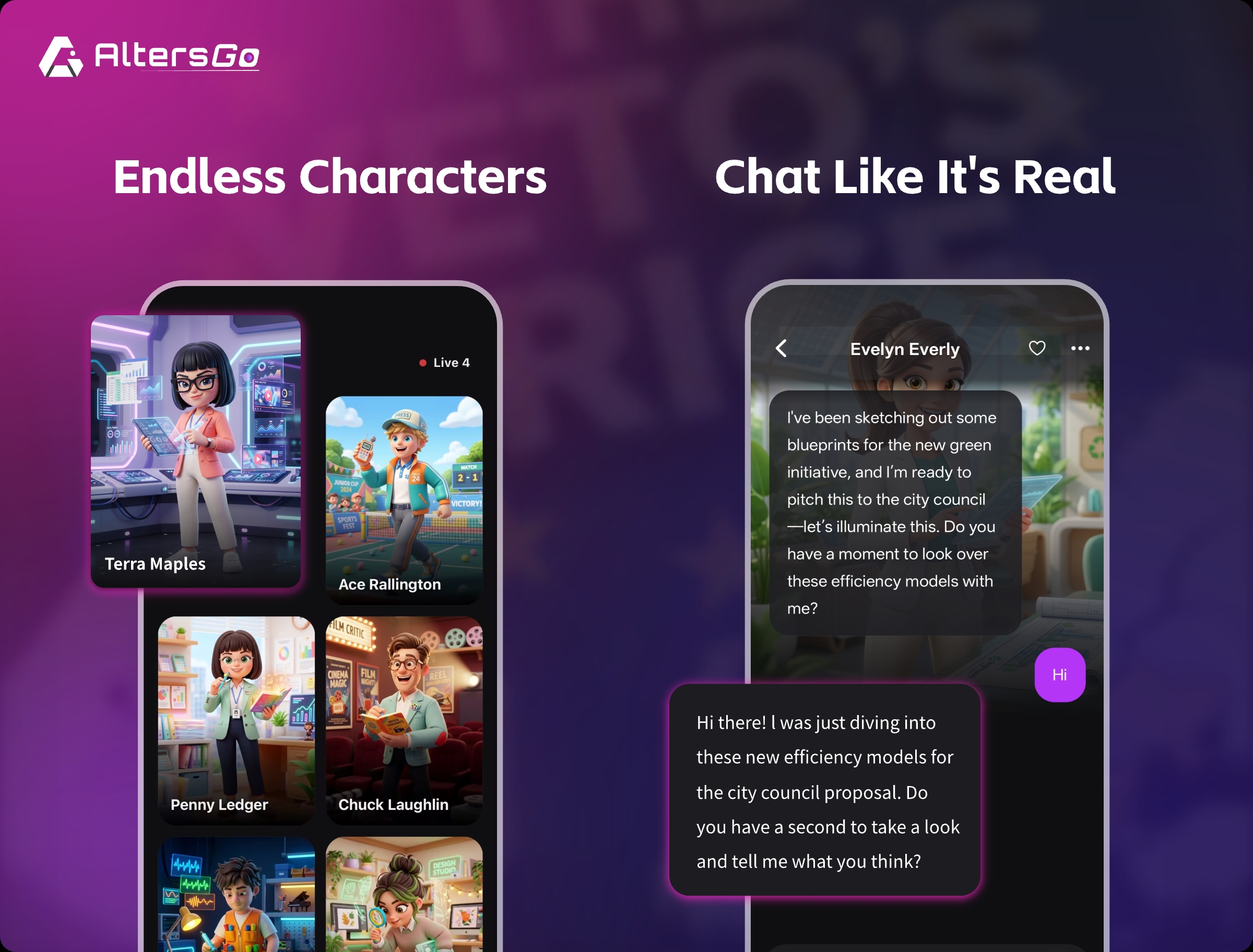 Endless characters and lifelike chat